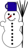 Cartoon Snowman With Chipped Cup Hat Clip Art